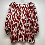 Chico's Size 0-S Women's Red-White Pattern Crew Neck Long Sleeve Top