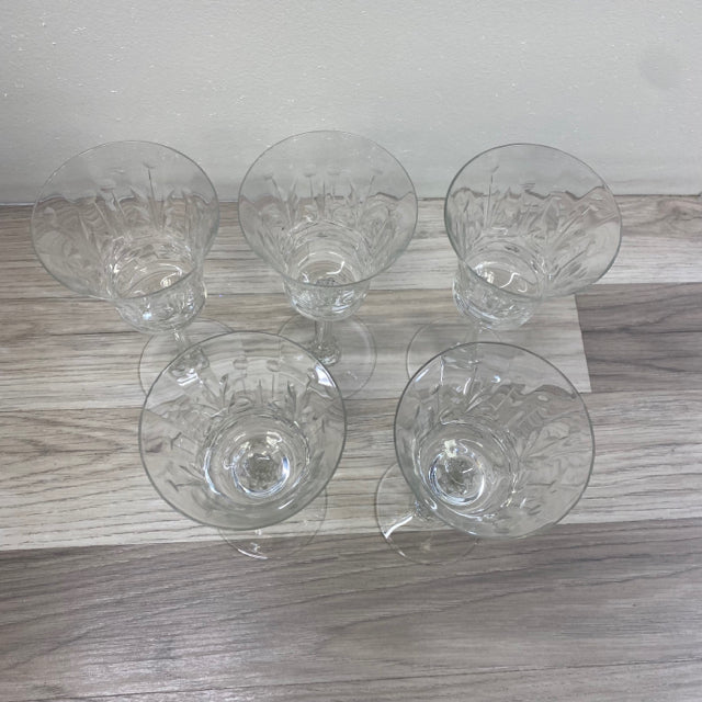 Heisey Clear Round Wine Glasses - Set of 5