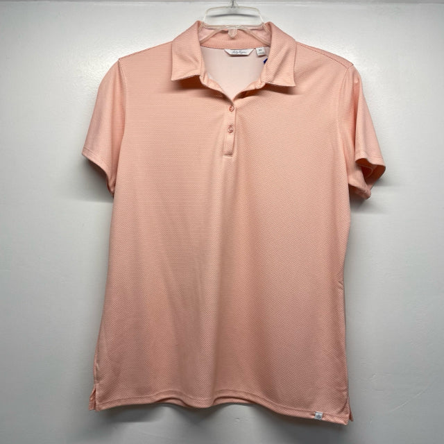 Lady Hagen Size Xl Women's Peach Pattern Polo Activewear Top