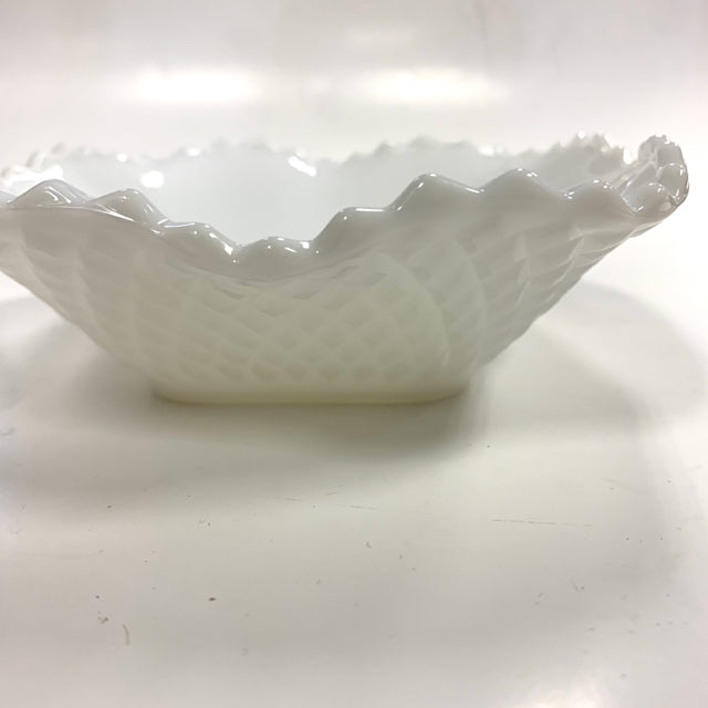 Bowl square milk glass