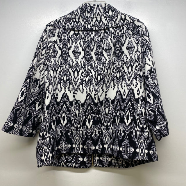 Erin London Women's Size 2x Black-White Pattern Zip Up Jacket