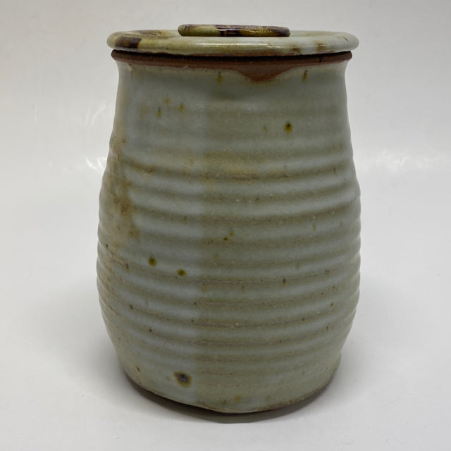 Handmade Beige-Multi Ceramic Pottery Jar with Lid