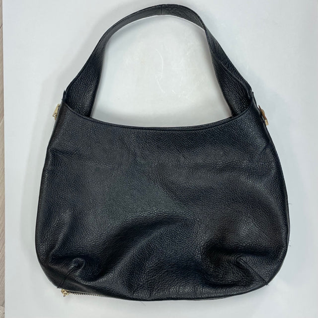Vera Pelle Black Leather Pebbled Shoulder Handbag