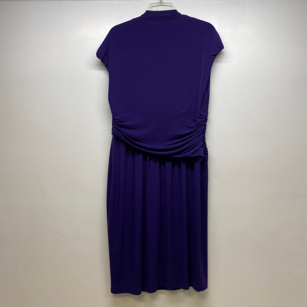 Suzi Chin Maggy Boutique Women's Size XL-14 Purple Solid Short Sleeves Dress