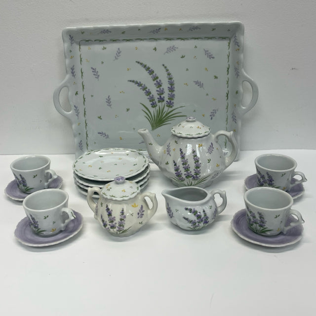 Andrea By Sadek Child-Size White-Multicolor Porcelain Pottery Tea Set