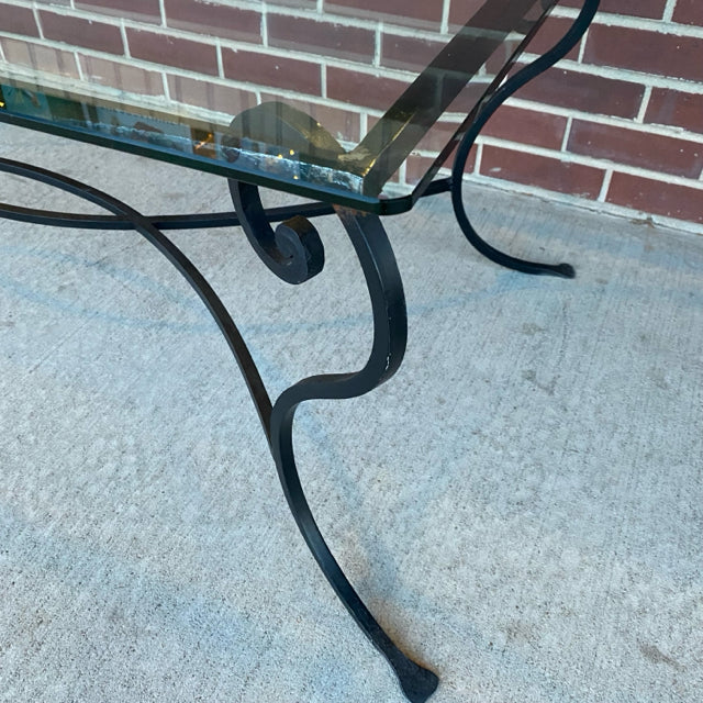 Black-Clear Wrought Iron Coffee Table