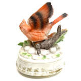 J.E. Price Porcelain Music Box - Cardinal Figurine on White Base