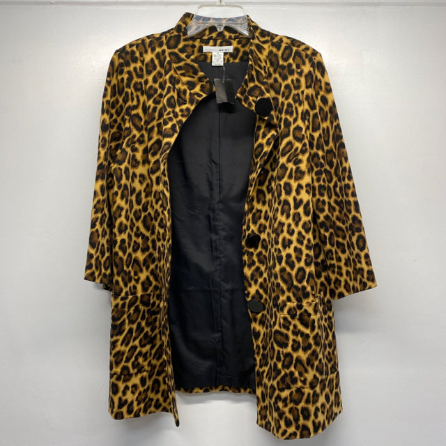 WD.NY Women's Size 10-M Black-Brown Animal Print Button Down Coat