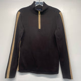 Jones New York Size M Women's Brown-Gold Solid Zip Mock Neck Sweater