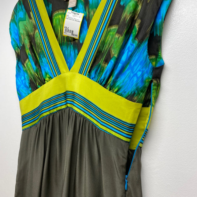 Hype Women's Size XS-2 Green-Multi Patchwork Sleeveless Dress