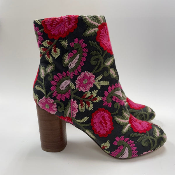 Sole Society Size 6 Women's Pink-Multi Embroidered High Heel Booties