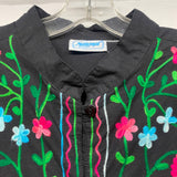 National Women's Size L-M Black-Multi Floral Button Down Jacket