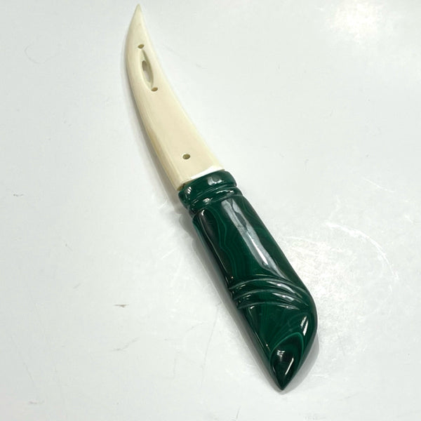 Green-White Malachite and Bone Letter Opener / Knife