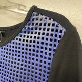 Trouve Size M Women's Black-BLue Cut Out Shell Short Sleeve Top