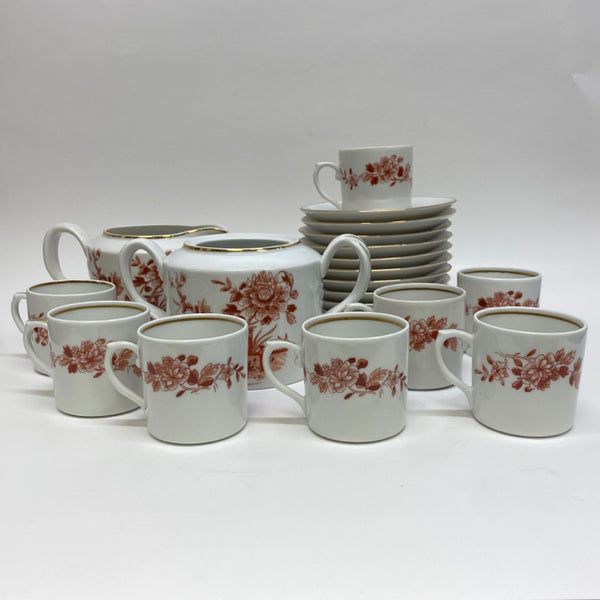 Vista Alegre White-Red Fine China Tea Set