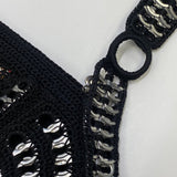 Crissssorc Black-Multicolor Patchwork Shoulder Handbag