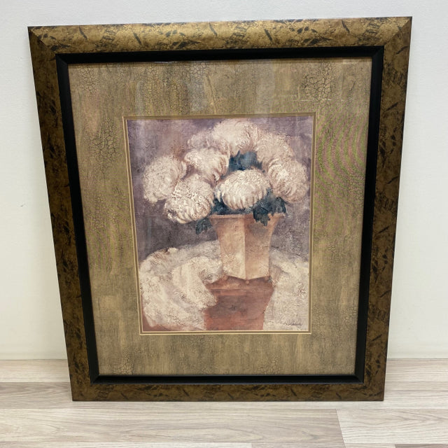 Brown-Multi Print - White FLowers in a vase I