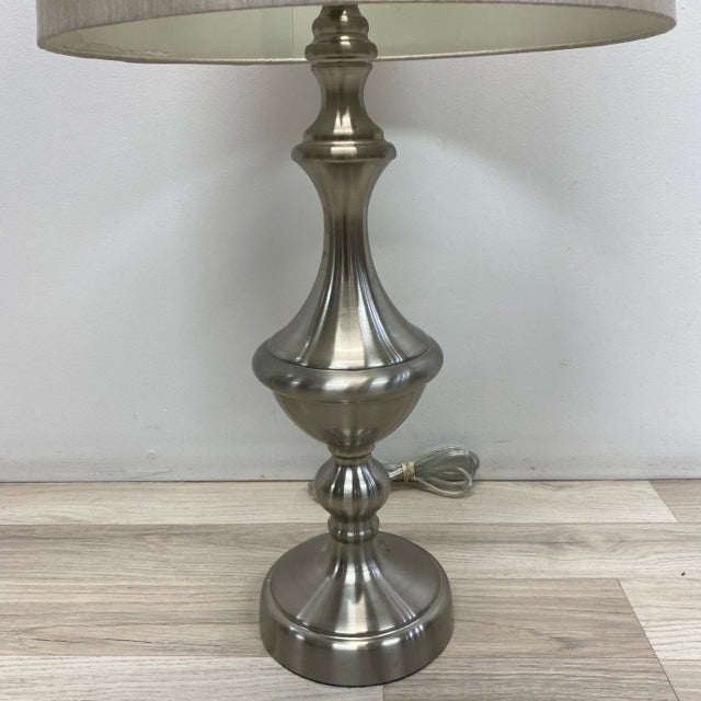 B Table Top Silver Metal Lamp with Shade