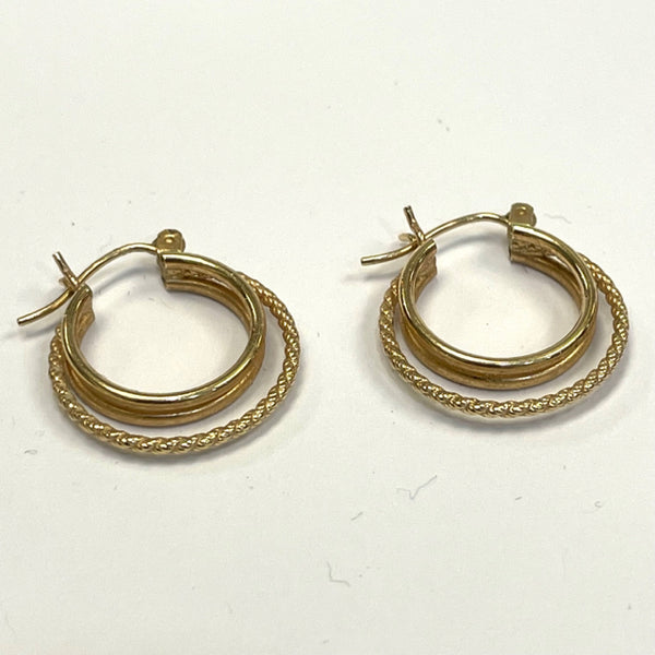 Yellow 14K Earrings 3 hoops