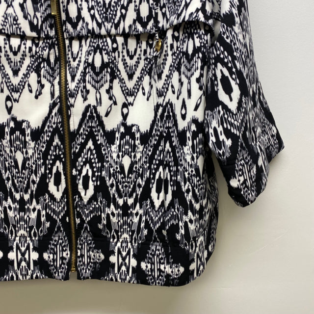 Erin London Women's Size 2x Black-White Pattern Zip Up Jacket
