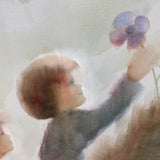 Signed Canvas Painting - Two children with a flower