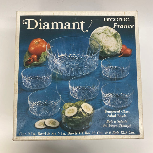 Diamant Salad-Dessert Clear Glass Serving Set