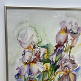 White-Multicolor Signed Art G Chiqbotto Irises with Silver Frame