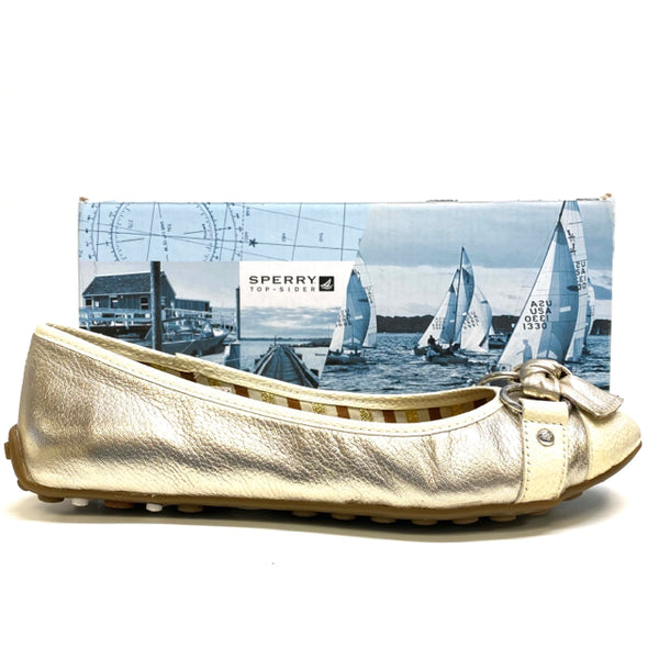 Sperry Top-Sider Size 7.5 Women's Silver-Gold Color Block Flats Shoes
