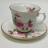 Golden Crown E&R England White-Multicolor Fine Bone China Cup and Saucer