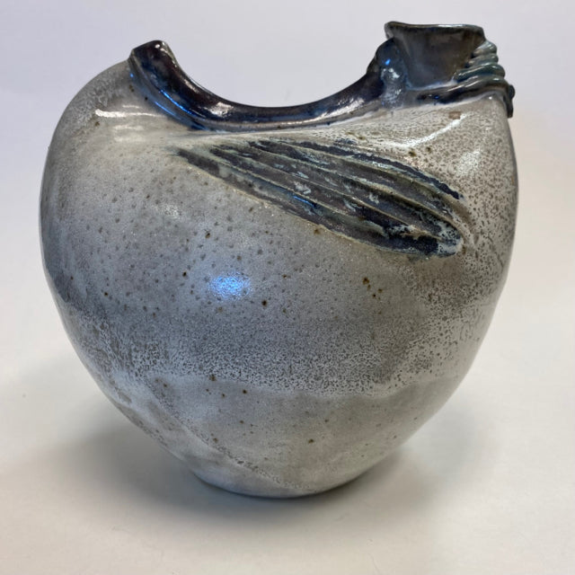 Gray Signed  Pottery Vase
