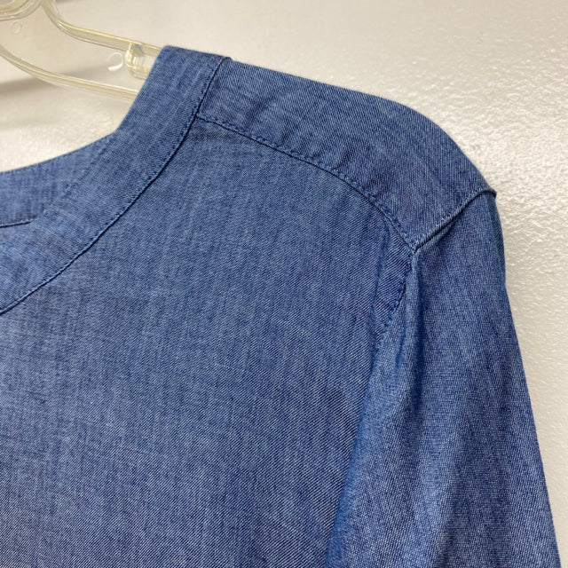 Loft Size S Women's Blue Solid Button Up Blouse