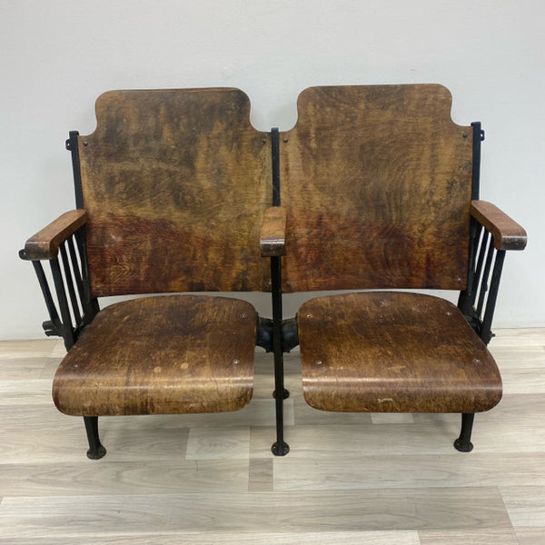 Antique Folding Double Theater Chair