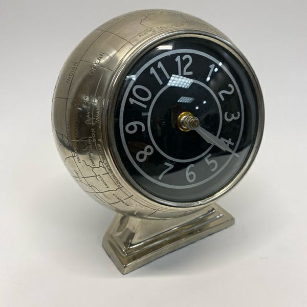 Z Gallery Silver Metal World Globe Shape Clock