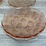 Laura Glass Works Peach Flower Glass Set of 14  Plates