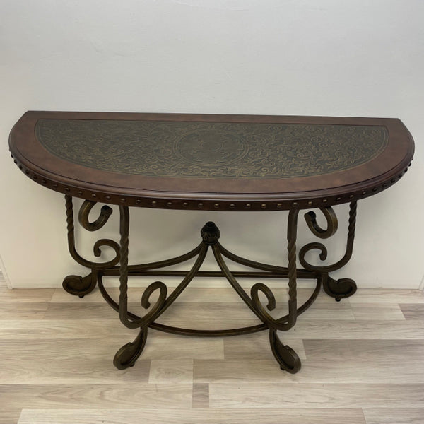 Ashley Brown Metal-Wood Console - Sofa Table