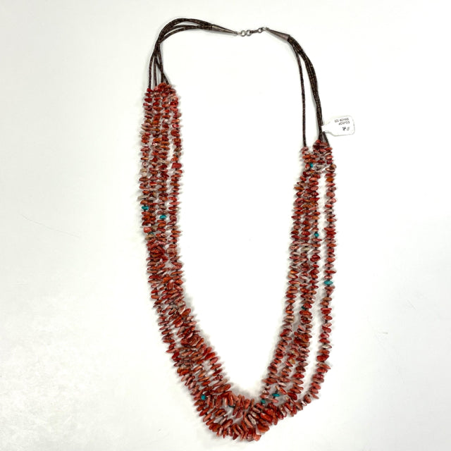 4 strand Spiny Oyster, Heishi and Tourquise beads