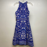 Eliza J Size 6- S Women's Blue-White Pattern A Line Dress