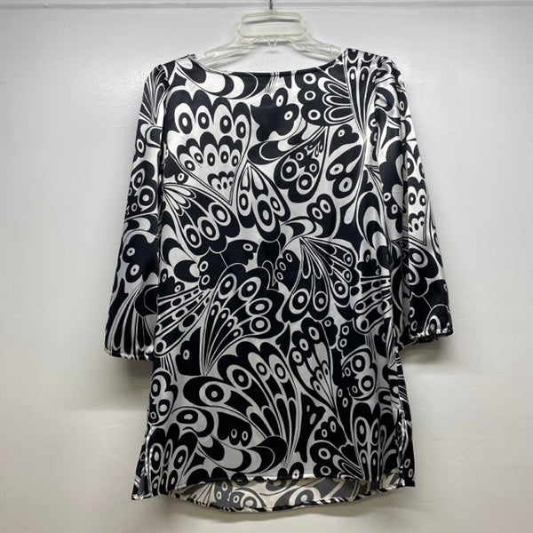 Notations Women's Size S Black-White Pattern Tunic Blouse