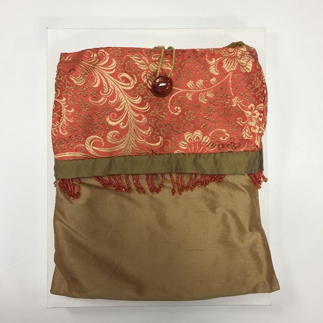 NB Tan-Coral Pattern Silk Shoulder Bag - Treasures Upscale Consignment