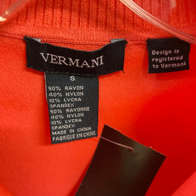 Vermani Women's Size XS-S Orange Solid Zip Mock Neck Long Sleeve Top