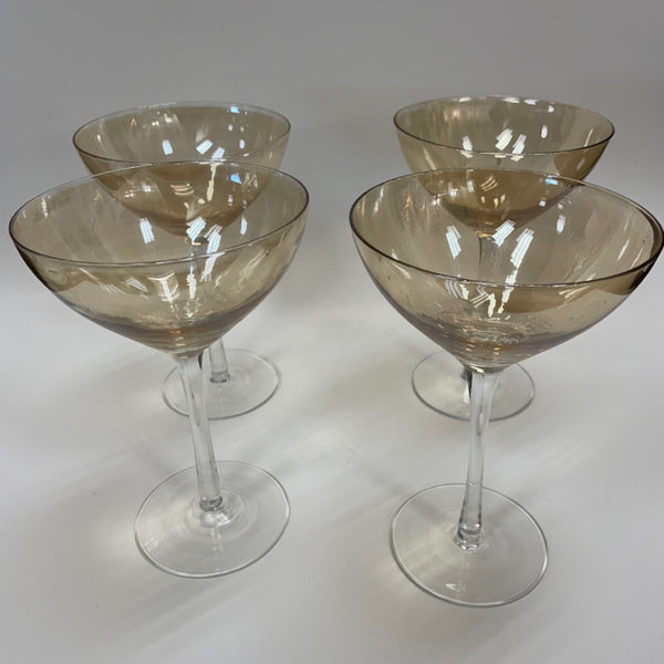 Iridescent Gold Stemmed Martini Glasses - Set of 4