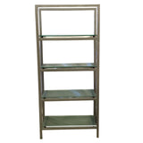 Silver-Clear Metal Frosted Glass Bookcase