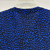 Michael Michael Kors Size S Women's Blue-Black Pattern Faux Wrap Blouse