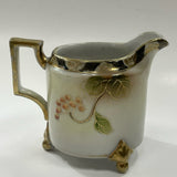 Nippon Footed White-Multicolor Gold Trimmed Porcelain Creamer
