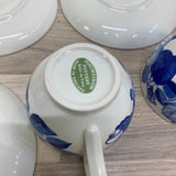 Portmeirion Stoke on trent  white blue Pottery Tea Set