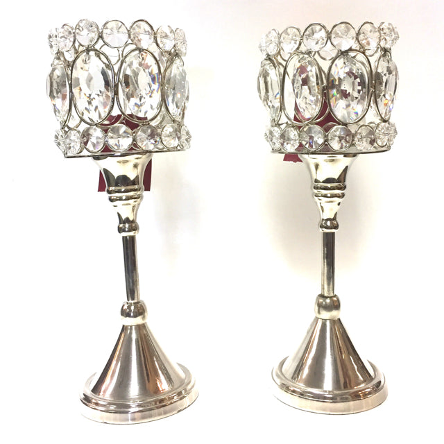 Shiny & Bright Silver-Clear Candleholder(s)