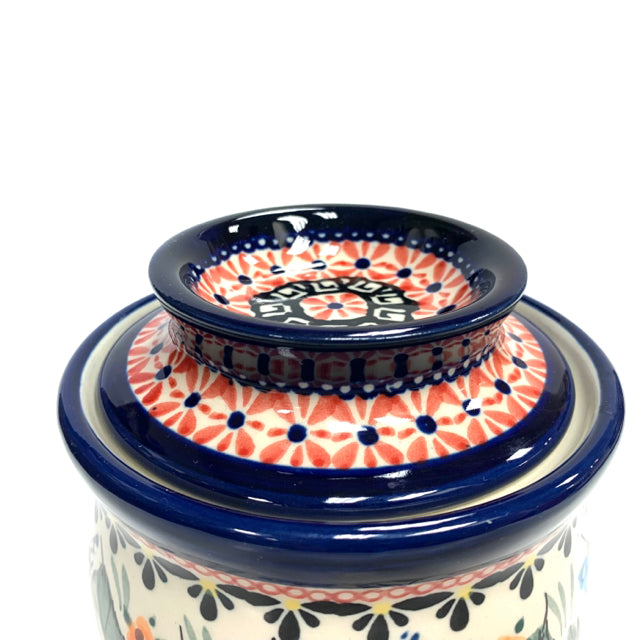 Unikat Multicolor Round Pottery Butter Dish w/ Lid