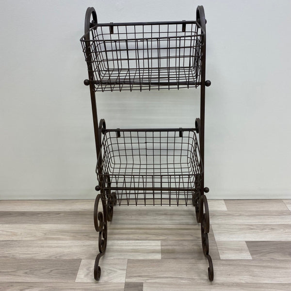 Brown Metal with 2  Basket Shelf