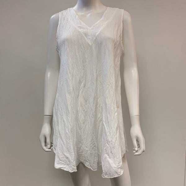 Prajnic Size XS-L White Cotton-Gauze Solid Tunic Dresses-
