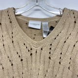 Liz Claiborne Size S Women's Beige Cut Out V Neck Pullover Sweater
